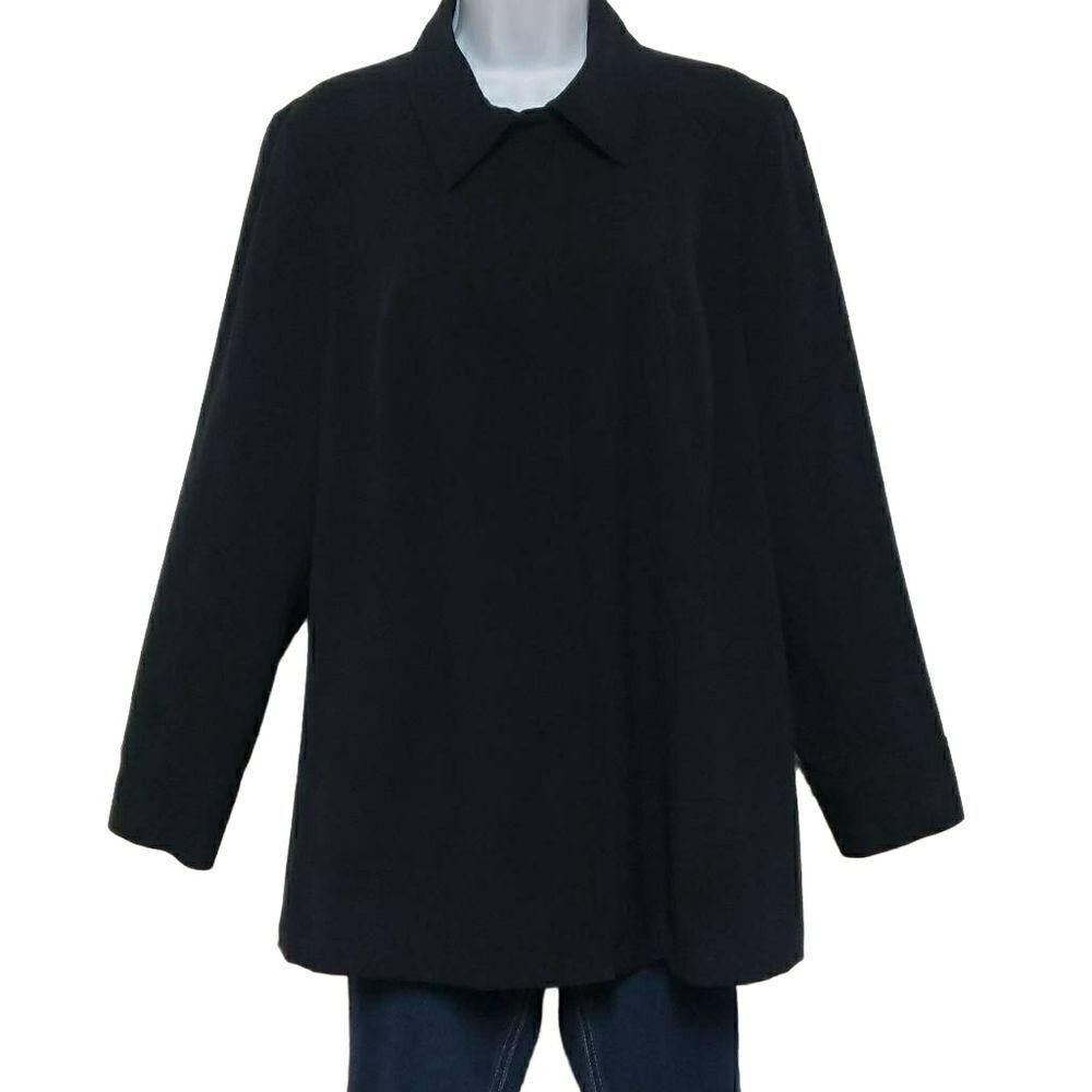 🌹Lane Bryant Black Shirt Jacket Snap Closure sz 14/16